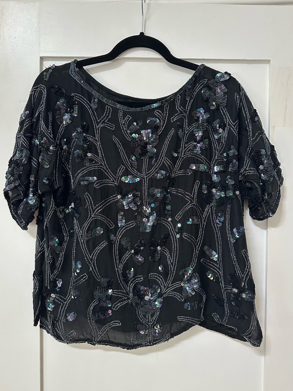 Vintage black sequin top